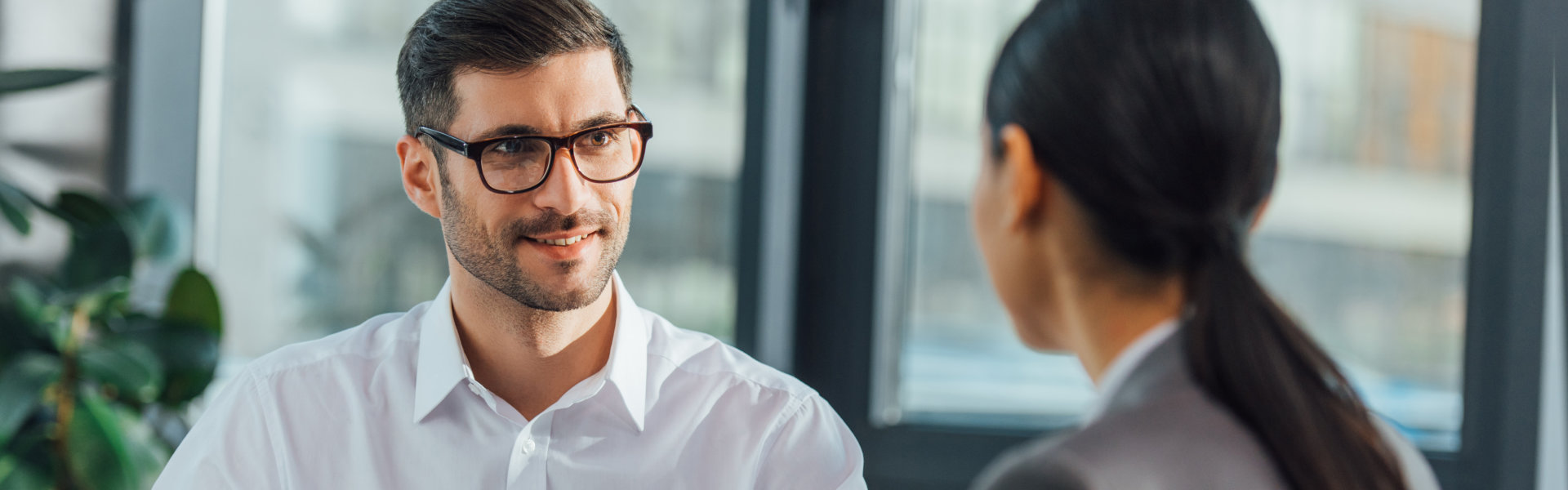 woman talking to a man